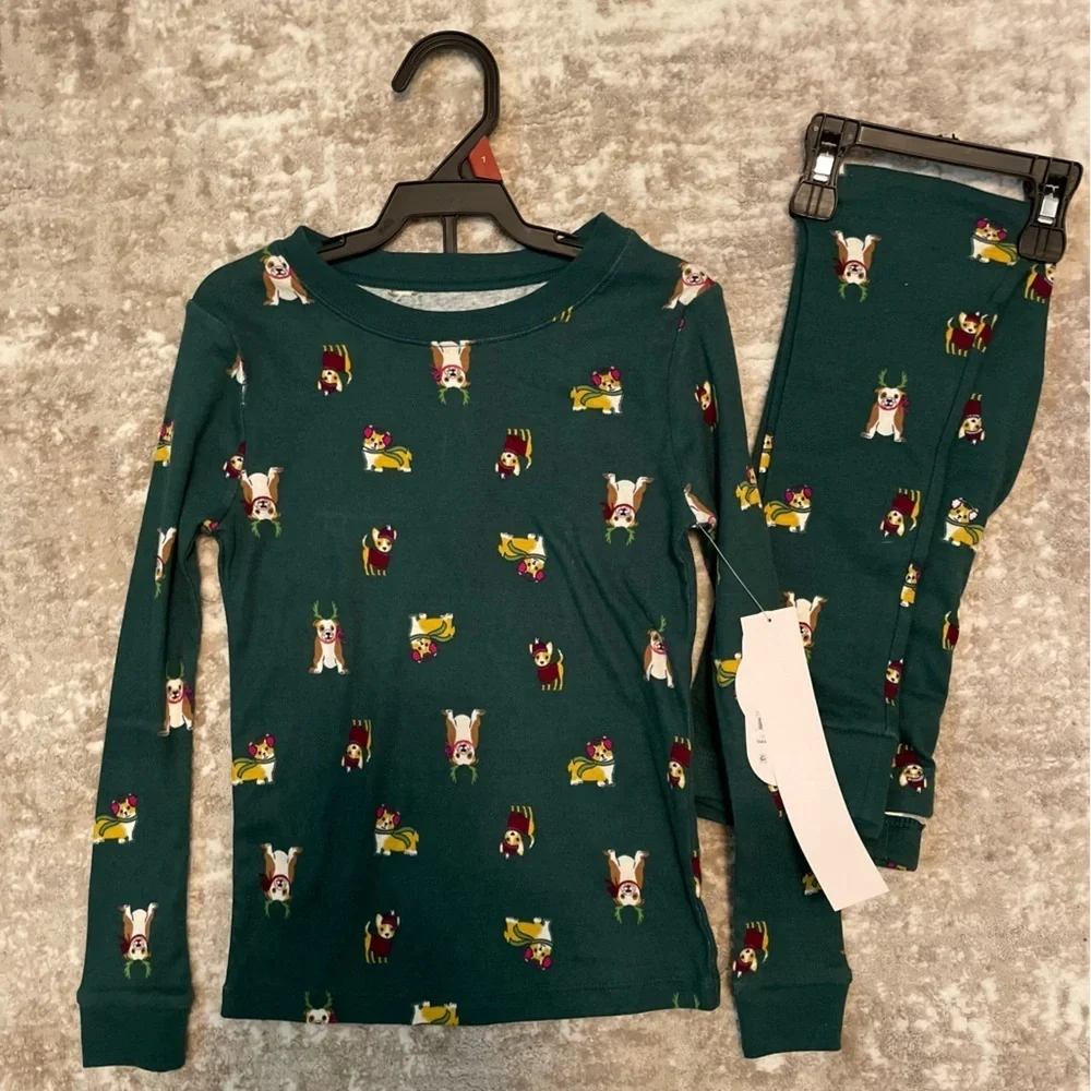 Wonder Nation Green Kids Pajamas with Dog Print size 7-NWT